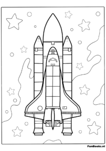 Navette spatiale décollant du pas de tir avec fumée coloriage