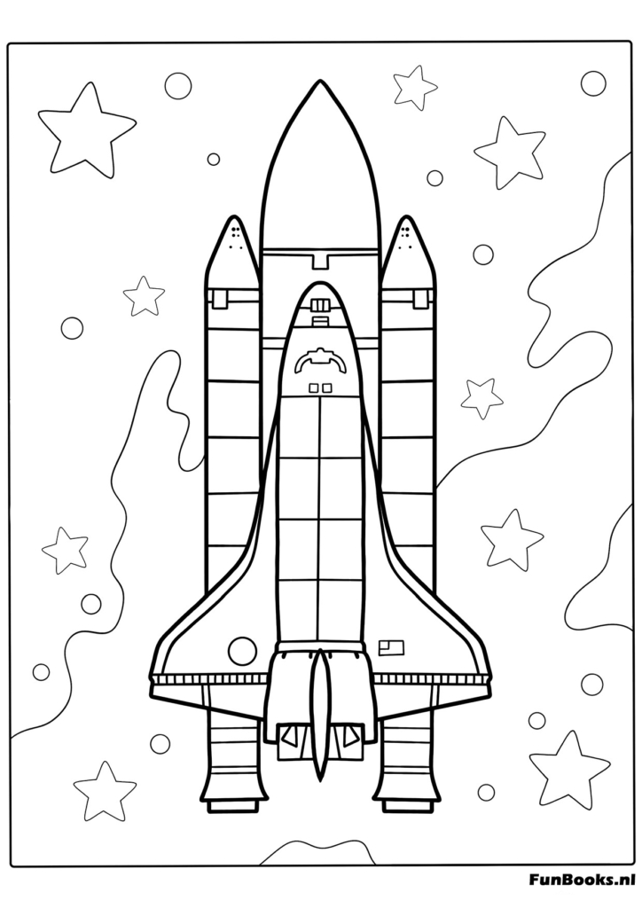 Transbordador espacial despegando de la plataforma con humo dibujo para colorear