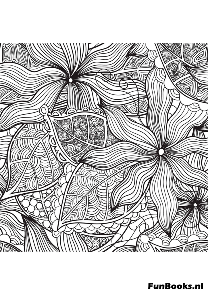 Lys tropicaux exotiques et orchidées avec longues étamines coloriage détaillé