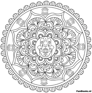 Mandala Cabeza León Detallado Dibujo para colorear Feroz cabeza de león integrada en un círculo mandala detallado dibujo para colorear