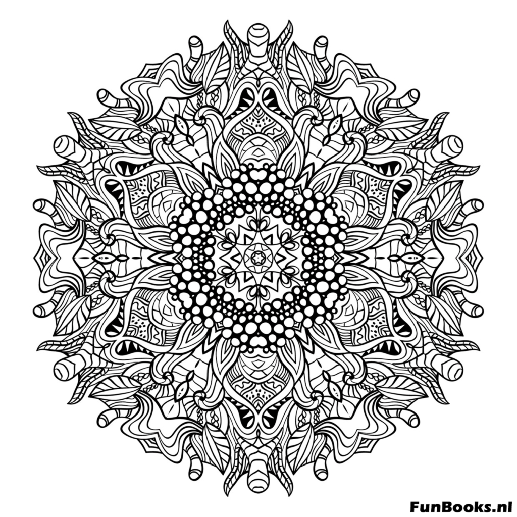 Mandala con un intrincado patrón de malla y tejido para adultos dibujo para colorear