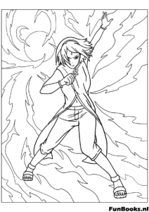 Naruto Rasengan Acción Dibujo para colorear Naruto cargando su ataque de bola de energía Rasengan acción dinámica dibujo para colorear