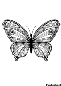 Beau papillon avec détails d'ailes florales coloriage