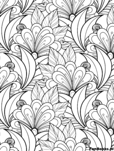 Patrón vertical de lirios y flores altas diseño elegante dibujo para colorear