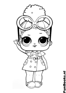 Poupée LOL aventureuse portant des lunettes de pilote et une veste coloriage