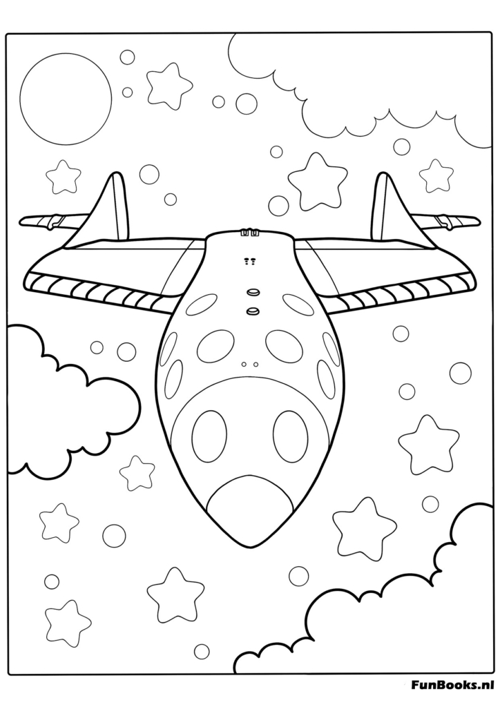 Avión espacial futurista o nave planeadora dibujo para colorear