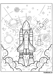 Cohete detallado estilo dibujo técnico dibujo para colorear