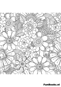 Campo de margaritas y manzanilla flores silvestres paisaje natural dibujo para colorear