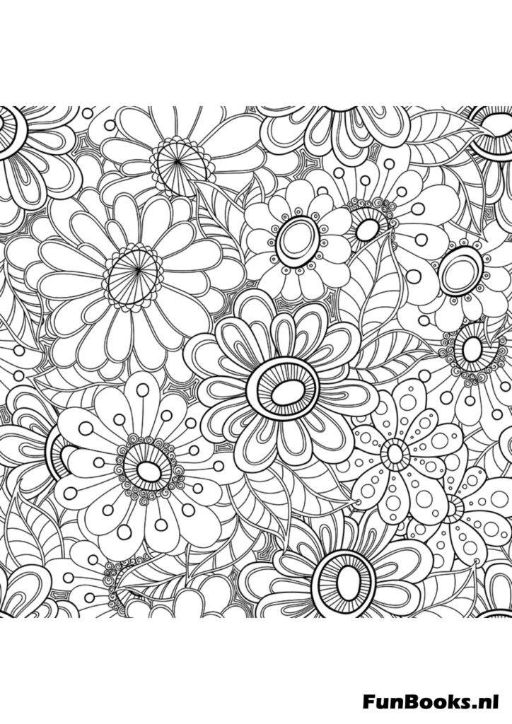 Motif doux de petites fleurs sauvages et herbe style prairie coloriage