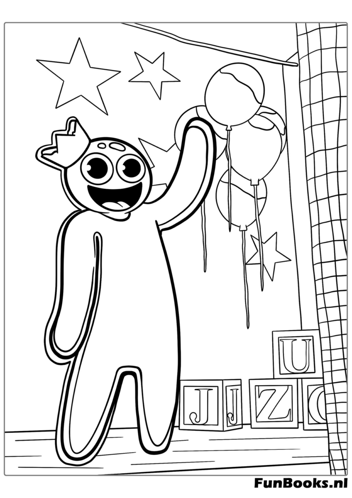 El monstruo Blue de Roblox Rainbow Friends saludando dibujo para colorear