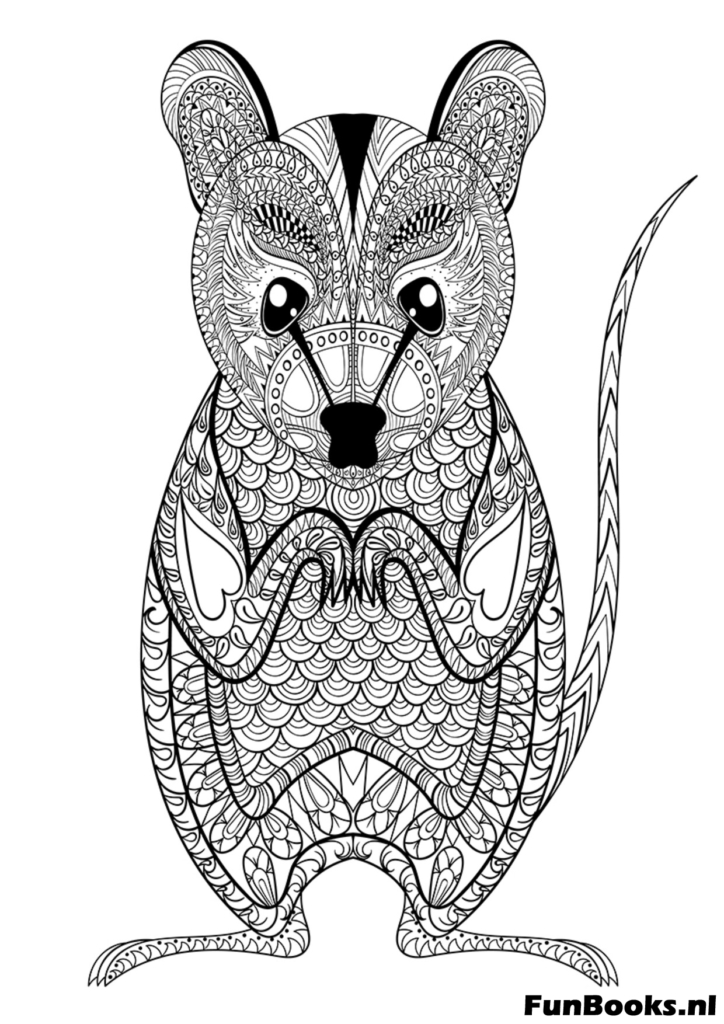Ratón con detalles zentangle intrincados para colorear