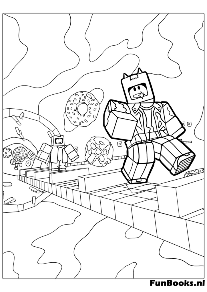 Un avatar sautant entre les obstacles dans un niveau difficile d'Obby coloriage