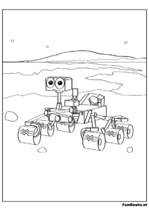 Vehículo explorador conduciendo en la superficie de Marte dibujo para colorear