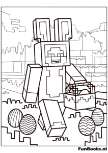 Personnage Minecraft portant un mignon costume de lapin de Pâques skin coloriage