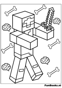 Personaje clásico de Minecraft Steve caminando imagen para pintar para niños