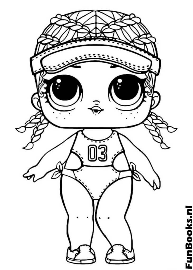 Muñeca LOL deportiva vistiendo una visera de tenis y atuendo dibujo para colorear