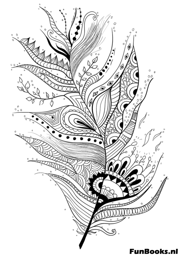 Plume artistique se dissolvant en une volée d'oiseaux volants symbole de liberté coloriage