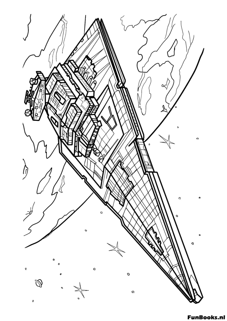 Grand vaisseau spatial triangulaire de science-fiction coloriage