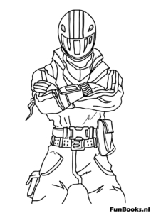 Coloriage skin Fortnite sautant du Bus de Combat