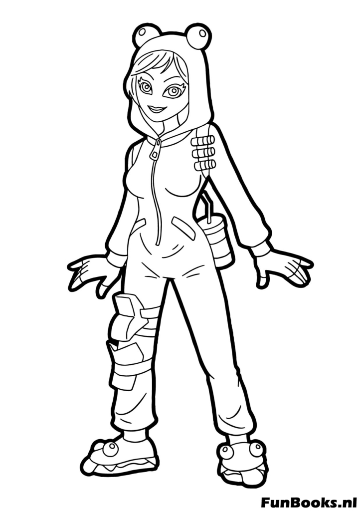 Dibujo de skin Fortnite detallada con accesorio mochilero