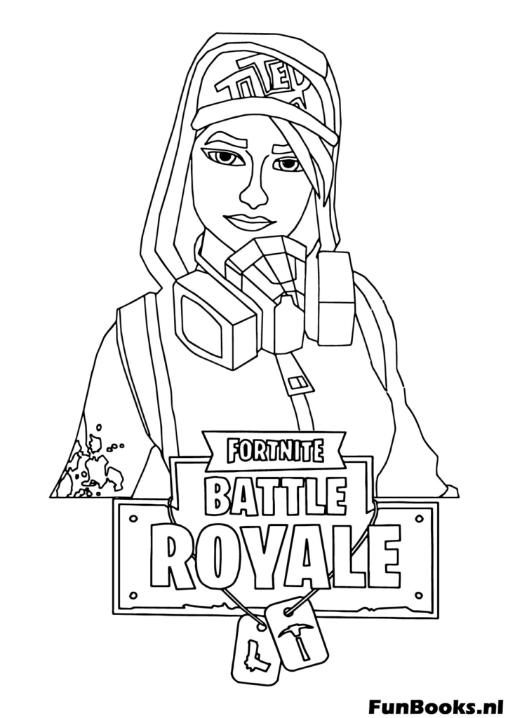 Hoja de colorear de Fortnite imprimible con pico y equipo