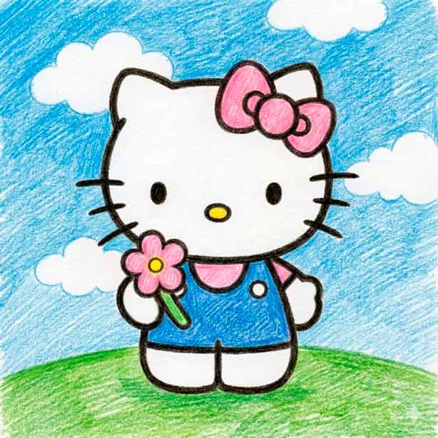 Dibujos de Hello Kitty Para Colorear, dibujos de hello kitty gratis, dibujos de hello kitty para imprimir, dibujos kitty lindos, dibujos de hello kitty para niños