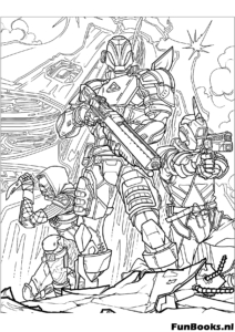 Detailliertes Fortnite Skin Ausmalbild mit Rücken-Accessoire