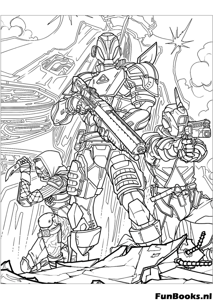 Detailliertes Fortnite Skin Ausmalbild mit Rücken-Accessoire