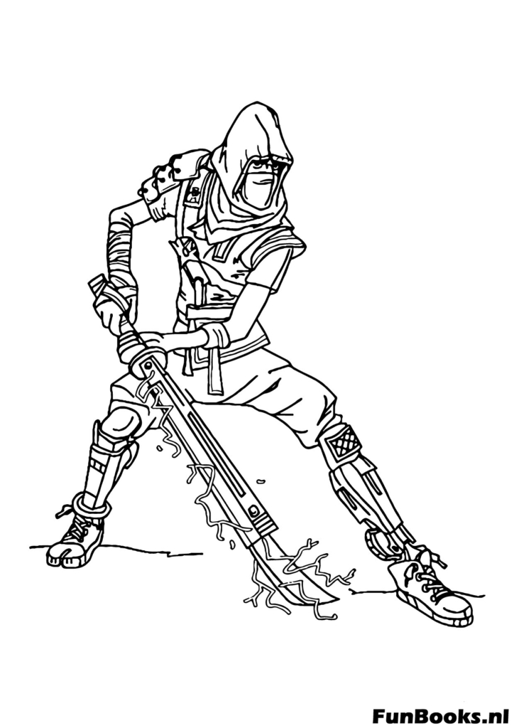 Fortnite skin with detailed outfit coloring page