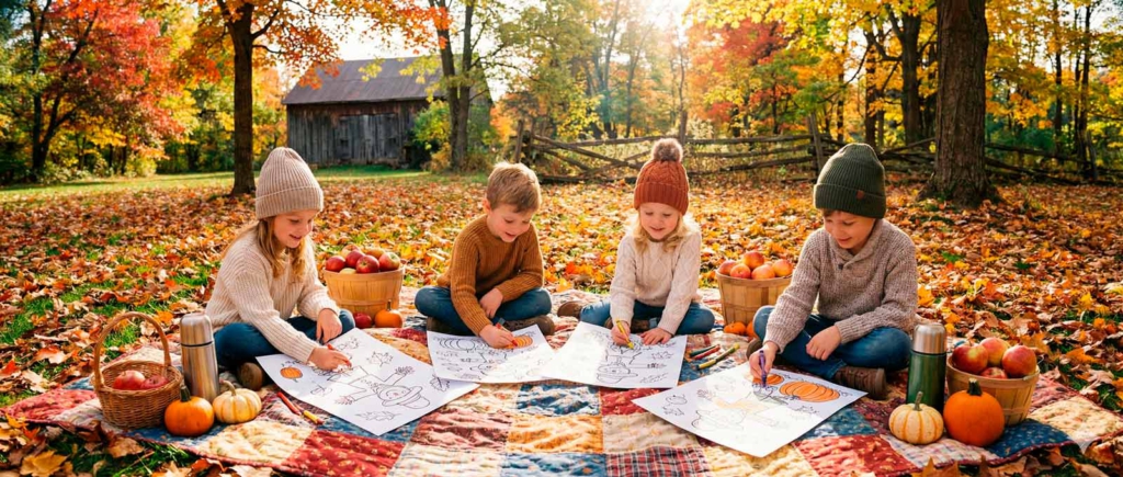 herfst kleurplaten, gratis herfstkleurplaten, pompoen kleuren, schattige bosdieren, halloween kleurplaten