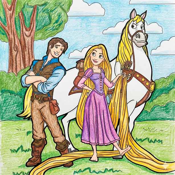 rapunzel ausmalbilder, kostenlose tangled ausmalbilder, druckbare prinzessinnen ausmalbilder, rapunzel und flynn ausmalbilder, disney prinzessin ausmalbilder