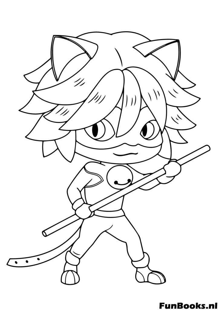 Adrien Agreste with Plagg coloring page