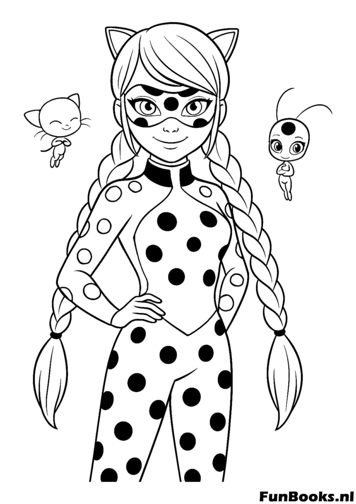 Marinette writing in her diary coloring page