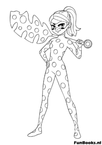 Cat Noir giving a rose to Ladybug coloring sheet