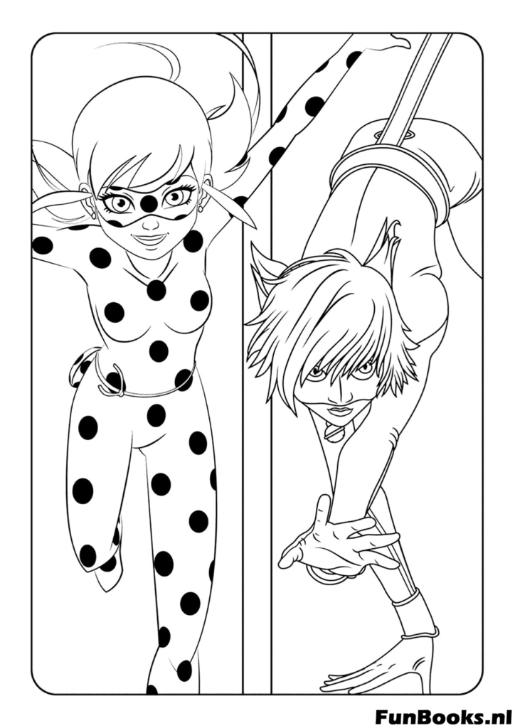 Cat Noir gibt Ladybug eine Rose Ausmalblatt