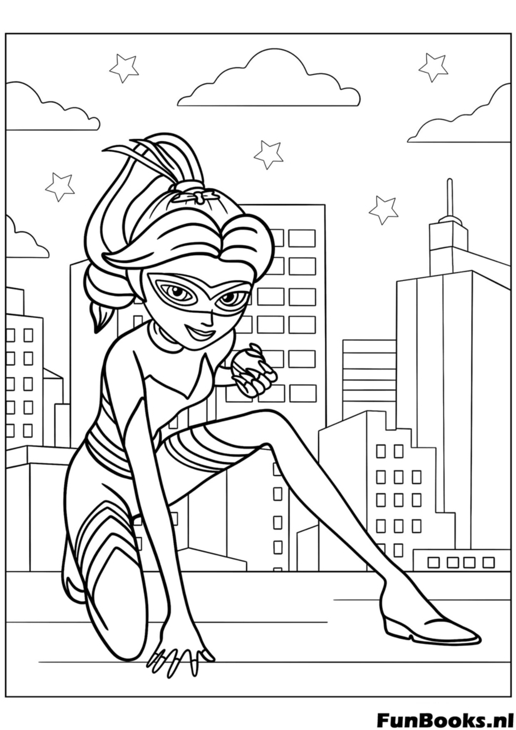 Ladybug und Cat Noir stehen vor dem Eiffelturm Ausmalbild