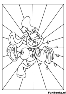 Bunzo Bunny met bekkens springt tevoorschijn in een lichtflits kleurplaat