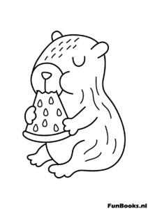 Capibara hambriento comiendo una porción de pizza dibujo para colorear