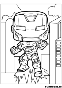 Mignon Chibi Iron Man avec grosse tête style Funko Pop coloriage