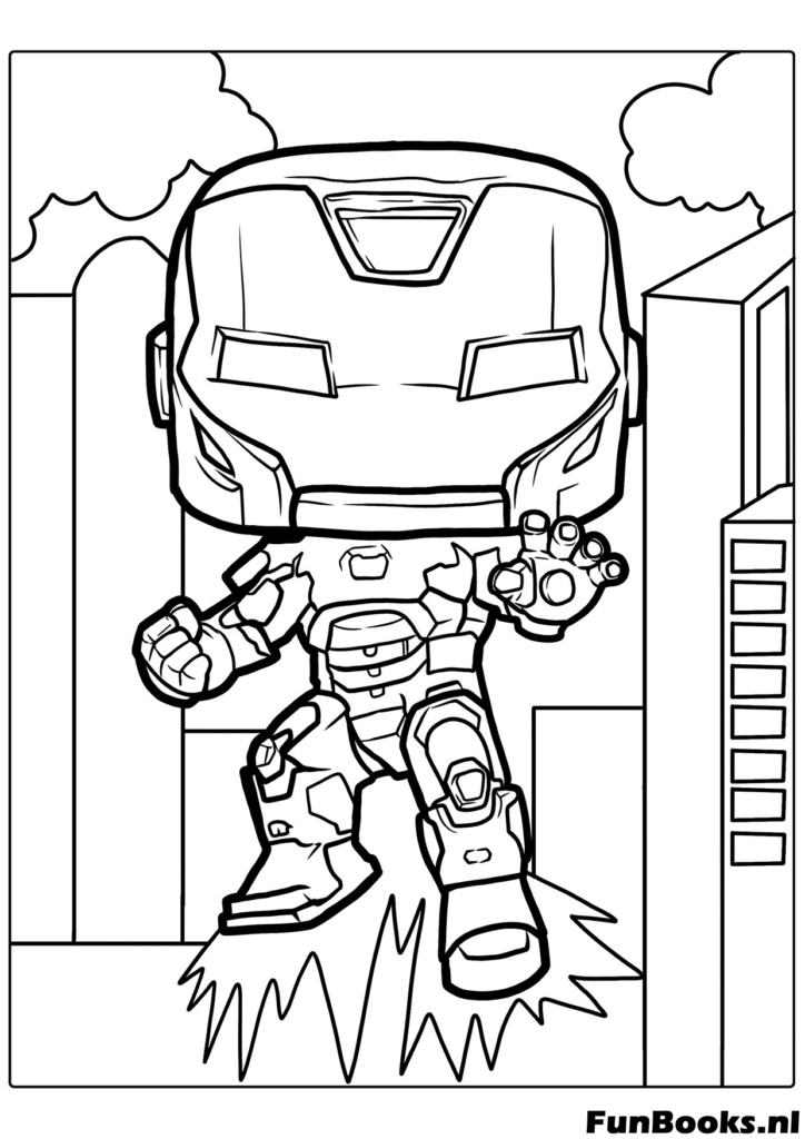 Mignon Chibi Iron Man avec grosse tête style Funko Pop coloriage