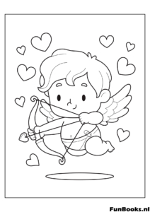 Schattige Cupido engel schiet een liefdespijl klassiek Sint Valentijn symbool kleurplaat voor vakantiedecoraties