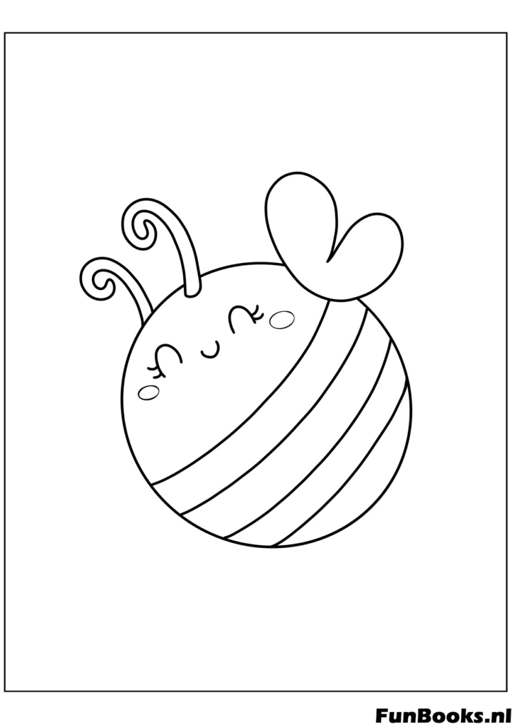 Happy little bee flying with wings easy spring insect coloring page for kids