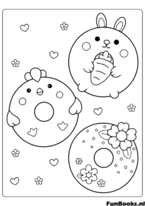 Two round cute chicks hatching from Easter eggs spring animal coloring page
