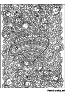 Intricate heart filled with jewels and patterns mindfulness coloring page for adults art therapy