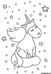 Dreamy Unicorn Sleeping Coloring Page