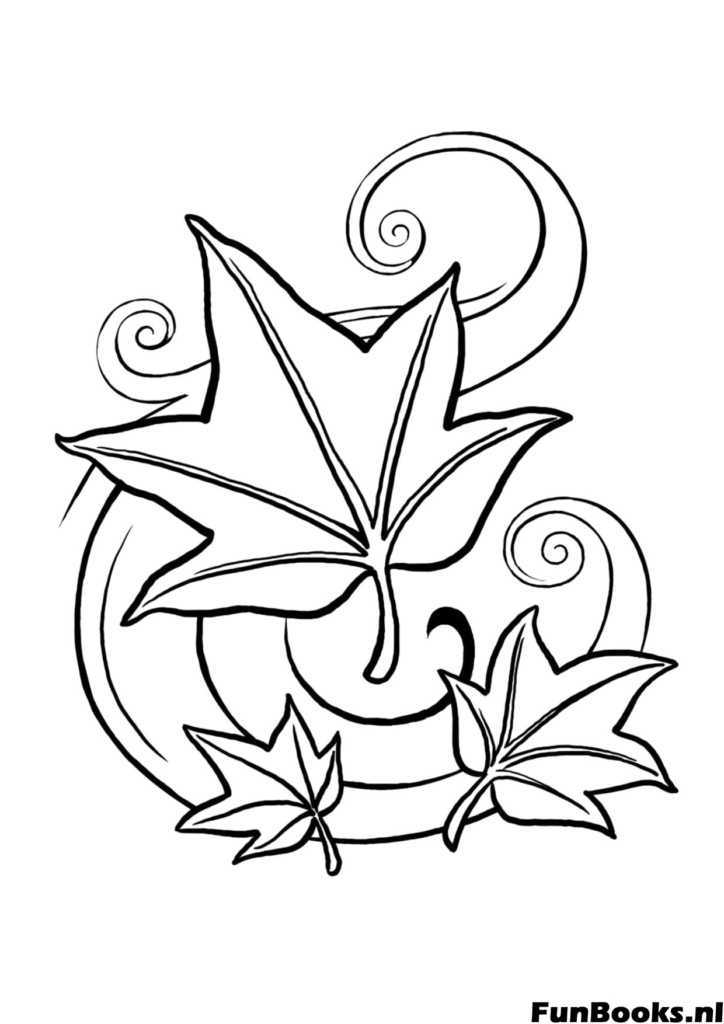 Feuille d'érable artistique avec motifs de tourbillons coloriage abstrait d'automne