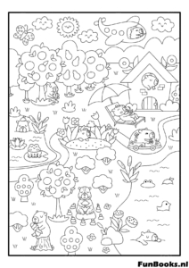 Search and find the capybara among animals coloring page