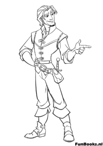 Flynn Rider Eugène Fitzherbert donnant son célèbre regard ténébreux drôle pour charmer Raiponce coloriage