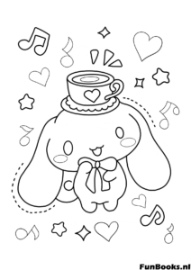 Gentleman Cinnamoroll Hoge Hoed Kleurplaat Chique Cinnamoroll draagt een hoge hoed en vlinderdas en ziet er netjes uit kleurplaat