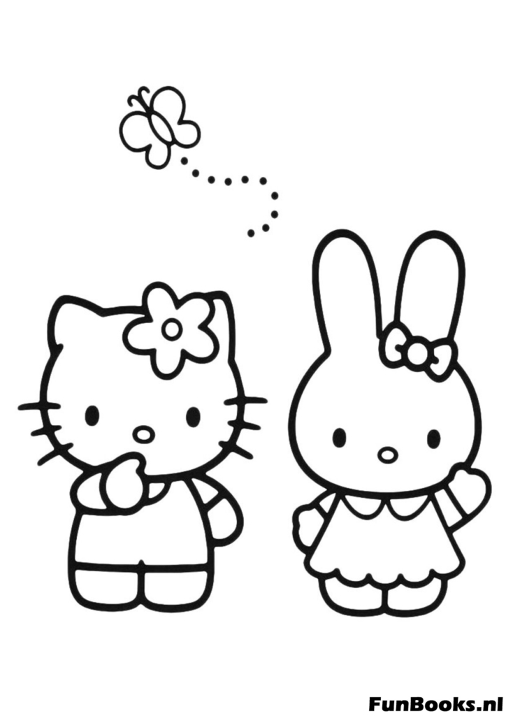 Hello Kitty et Mimmy debout ensemble mignonnes sœurs coloriage